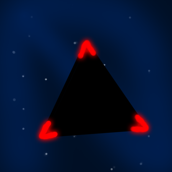 black triangle ufo red lights